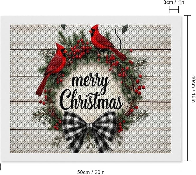 AIVKIEJK Diamond Painting Kits for Adults - Christmas Red Cardinal Birds Wreath Painting DIY 5D Full Drill Diamond Dots Paintings with Diamonds Gem Art and Crafts Home Decor 16"x20"
