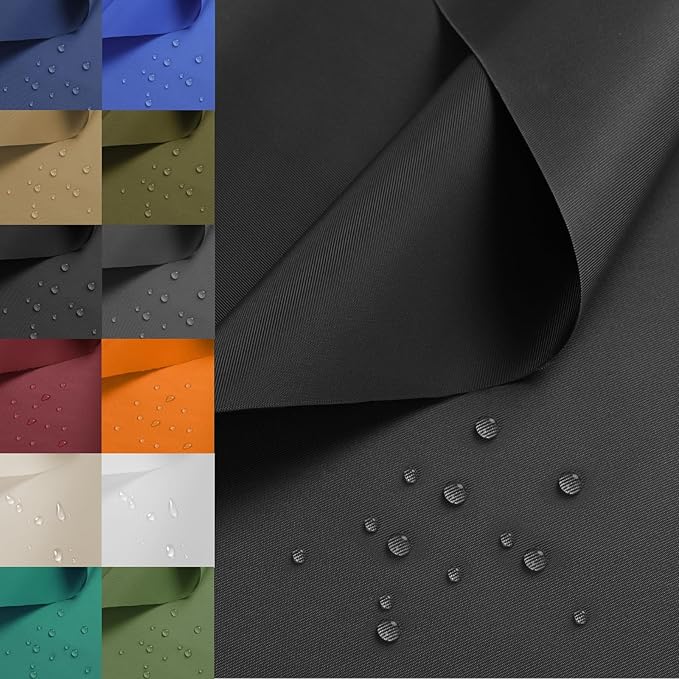Nylon Fabric, 58"W 420D Waterproof Fabric 5 Yard Ripstop Nylon Material Outdoor Upholstery Twill Sewing Material for Patio Chair, Lining, Cushion, Purse, Tote Bag, Tent, Tarp Cover, DIY Project Black