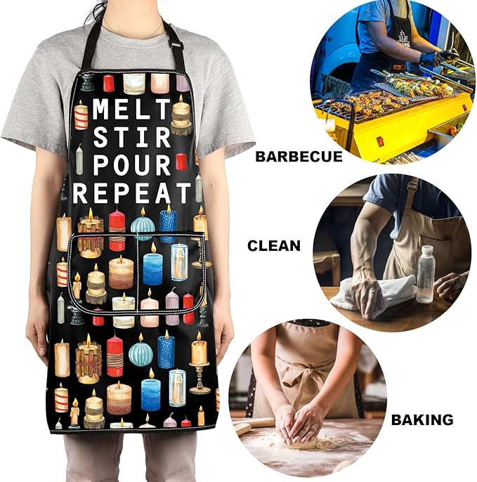 JNIAP Candle Making Apron Candle Lover Gift Candle Maker Gift Crafter Apron Candle Lady Apron Melt Stir Pour Repeat Gifts