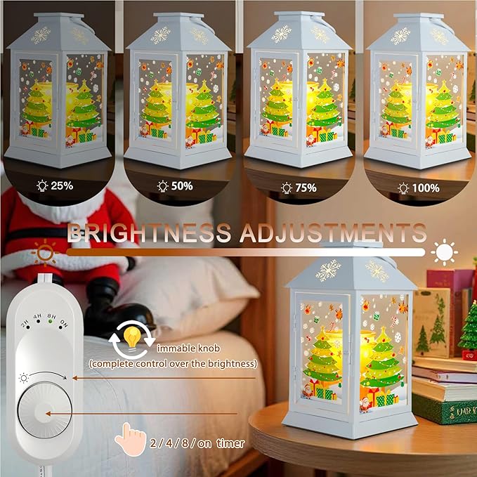Christmas Candle Warmer Lamp,Electric Candle Lamp Warmer with Timer Dimmable,Compatible with 3 Wick Candles/Large Candel Jar,Rustic Candle Warming Lamp Lantern Farmhouse Style White