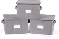 Covermates Keepsakes Zip-Top Storage Box Set, 3 Pack Heavy Duty Polyester Organizer Bins, Stackable Design, ID Window, Reinforced Handles, Closet Home Storage, Graphite