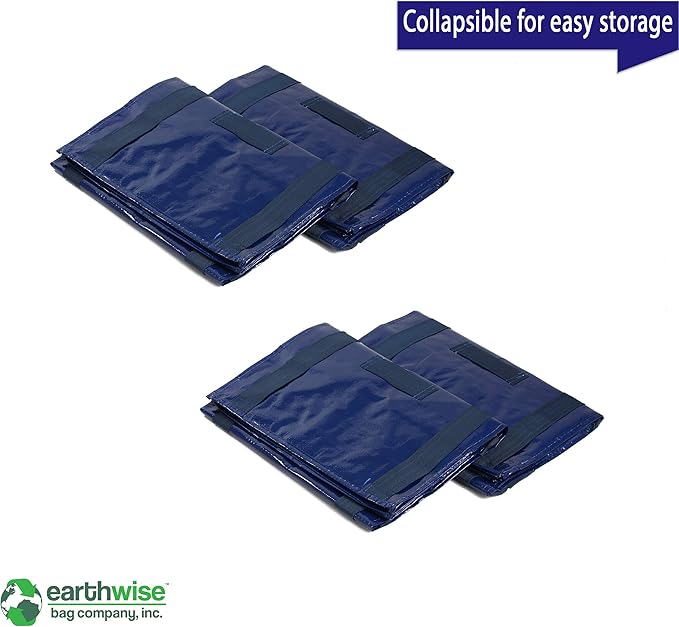 Earthwise Heavy Duty X-Large Moving Bags W/Backpack Straps Strong Handles & Zippers, Storage Totes For Space Saving, Fold Flat, Alternative to Moving Box (Blue - Set of 4)