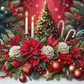 Christmas Poinsettia Tree Diamond Art Painting Kits for Adults, Candle Diamond Painting Kits for Adults Beginners, 5D DIY Full Drill Diamond Dot Gem Art Kits for Adult, Home Wall Decor 13.8x13.8 Inch