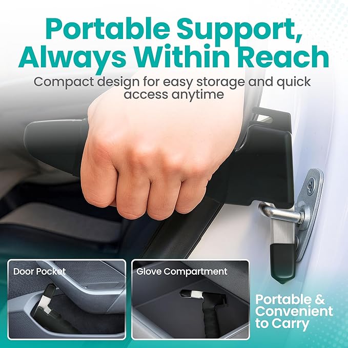 Pack 2 - Car Handle Assist for Elderly Car Door Handle for Elderly Grip & Support Bar, 3 in 1 Car Assist Handle for Elderly with Window Breaker & Seatbelt Cutter (Black)