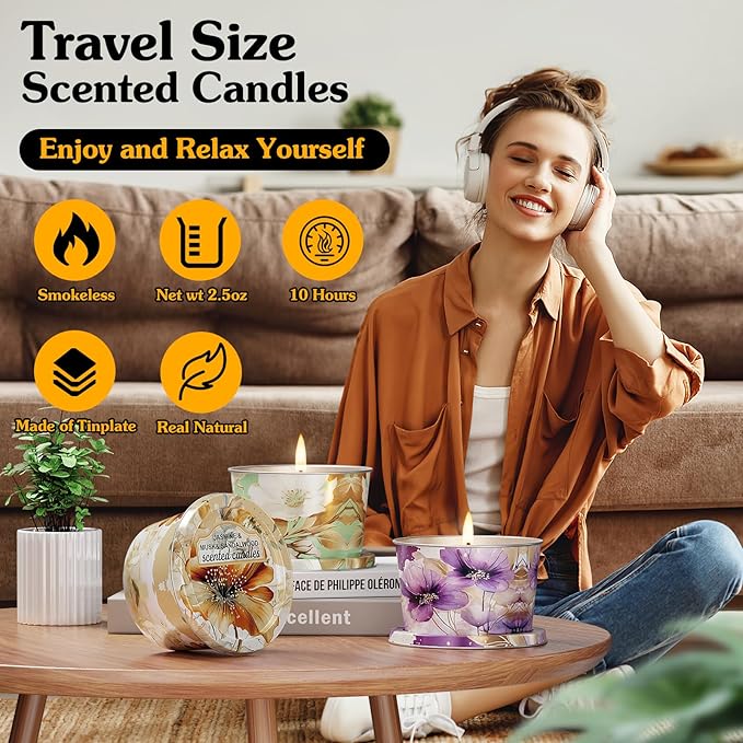 3-Pack Aromatherapy Candle Set - Travel-Size Scented Candles 2.5 oz Each | 10+ Hour Relaxing Long-Lasting Burn | Fragrant Soy Candles for Home, Gifts, Meditation & Christmas