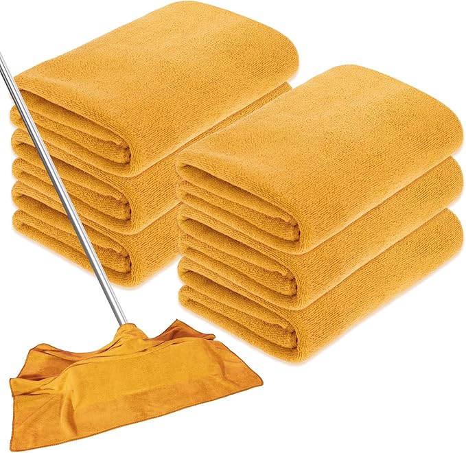 6 Pcs Extra Large Microfiber Cleaning Cloth Reusable Microfiber Towels Thick Washable Cleaning Towel for Home Office Windows Floors and Cars, 30 x 20 Inch (Orange)
