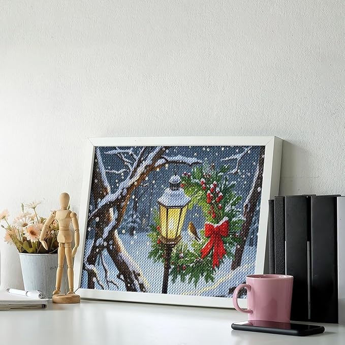 AIVKIEJK Diamond Painting Kits for Adults - Festive Christmas Red Berries & Golden Baubles Painting DIY 5D Full Drill Diamond Dots Paintings with Diamonds Gem Art and Crafts Home Decor 12"x16"