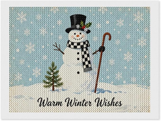 AIVKIEJK Diamond Painting Kits for Adults - Christmas Festive Winter Snowman Warm Winter Wishes Painting DIY 5D Full Drill Diamond Dots Paintings with Diamonds Gem Art and Crafts Home Decor 12"x16"