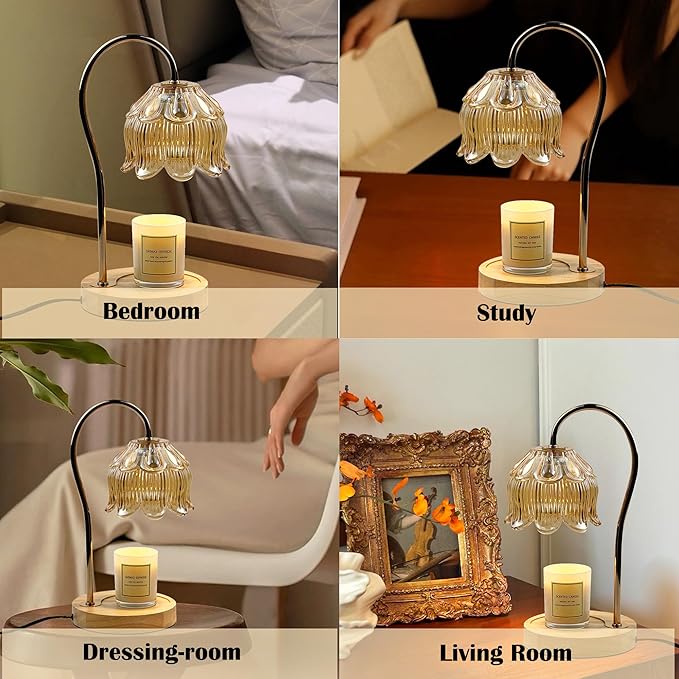 Candle Warmer Lamp With Timer Dimmable, Scented Wax Melts Warmer Lamp,Electric Flameless Fragrance Candle Warmer For Candle Jar,Mothers Day Birthday Gifts For Women,Office Home Bedroom Deco(2 Bulbs)