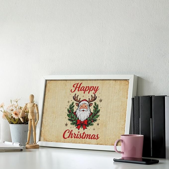 AIVKIEJK Diamond Painting Kits for Adults - Christmas Santa Claus Holly Berries & Snowflakes Painting DIY 5D Full Drill Diamond Dots Paintings with Diamonds Gem Art and Crafts Home Decor 8"x12"