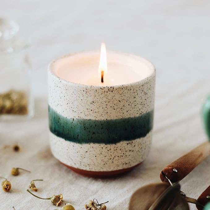 Hyggelight - The Growing Candle, Mint & Eucalyptus Scented, 8.5oz Ceramic Pot, Aromatherapy Candles, 100% Soy, Edith