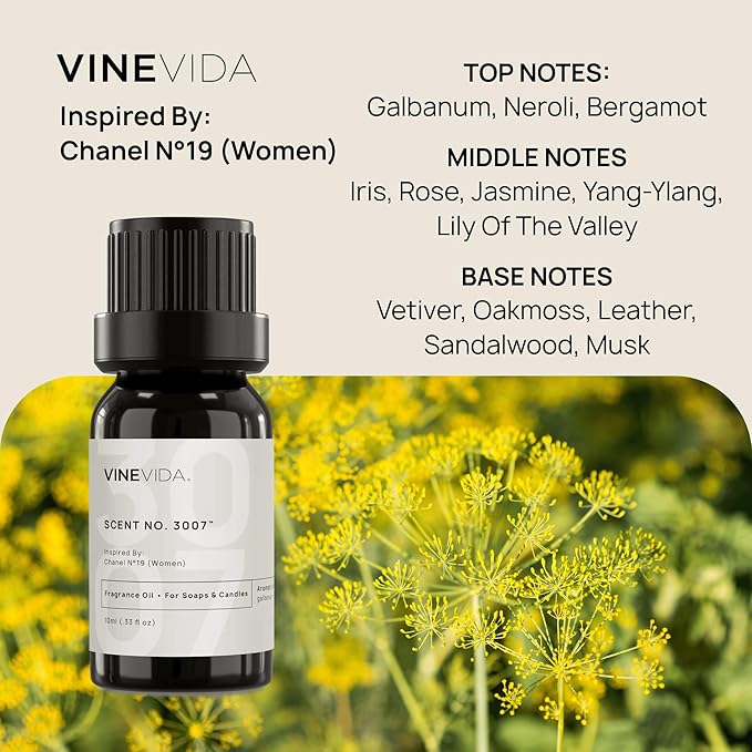 VINEVIDA Scent NO. 3007 Fragrance Oil - 10mL - Inspired by: N°19 (Women); Candle Fragrance Oil for Soy Candles - Soap Making Scents