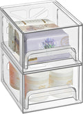 Oizeir Acrylic Drawer Organizer 2-Pack – Clear Stackable Storage Drawers for Makeup, Skincare, Vanity, Bathroom, Under Sink, Kitchen & Office – Non-Slip, Durable, Multi-Purpose Organizer Bins