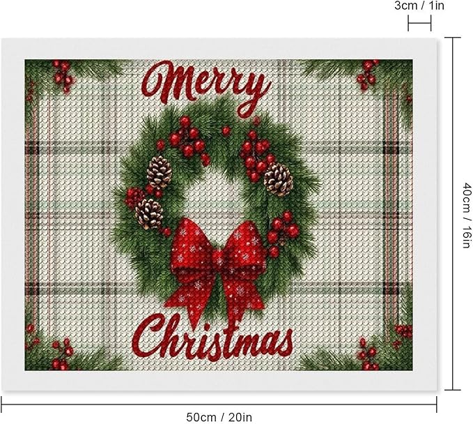 AIVKIEJK Diamond Painting Kits for Adults - Red Bow & Green Leaves Merry Christmas Painting DIY 5D Full Drill Diamond Dots Paintings with Diamonds Gem Art and Crafts Home Decor 16"x20"