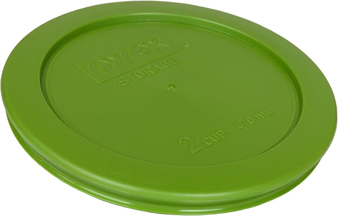 Pyrex (2) 7200-PC 2-Cup Lawn Green, (2) 7201-PC 4-Cup Purple, (2) 7402-PC 6/7-Cup Blue Food Storage Replacement Lids - Made in USA