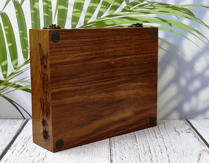 India House-Wooden Spice Box/Rose Wood Engraved Spice Boxes Housewarming Gift, Mother’s Day Gift seller MADE IN INDIA- 12 container