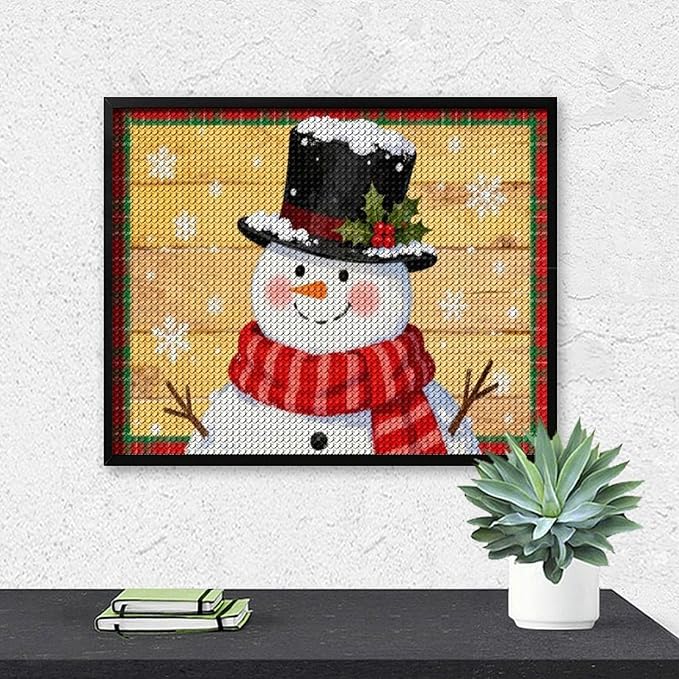 AIVKIEJK Diamond Painting Kits for Adults - Festive Snowman Red Scarf Painting DIY 5D Full Drill Diamond Dots Paintings with Diamonds Gem Art and Crafts Home Decor 16"x20"