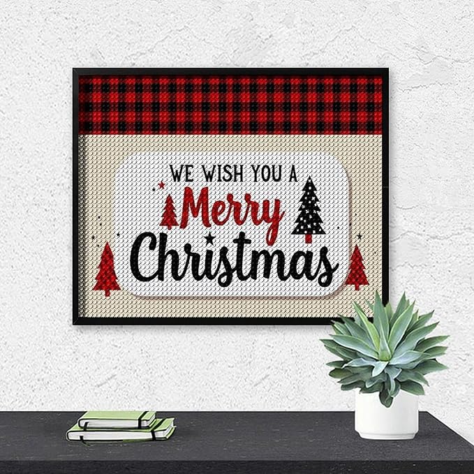AIVKIEJK Diamond Painting Kits for Adults - Merry Christmas Welcome Painting DIY 5D Full Drill Diamond Dots Paintings with Diamonds Gem Art and Crafts Home Decor 16"x20"