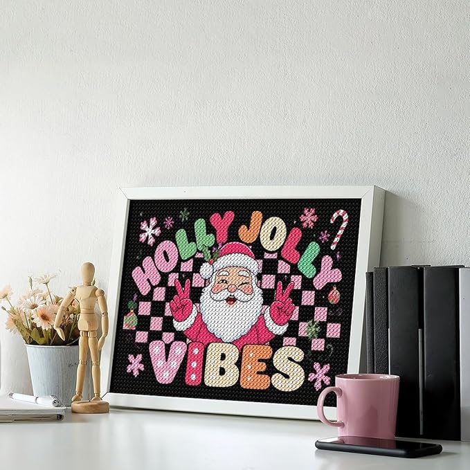 AIVKIEJK Diamond Painting Kits for Adults - Cute Santa Claus Christmas Vibes Xmas Painting DIY 5D Full Drill Diamond Dots Paintings with Diamonds Gem Art and Crafts Home Decor 12"x16"