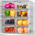 Clemate 8Pack Clear Stackable Kitchen Storage Organizer,Pantry Organizers and Storage,Foods Organizer Bins with Handles, Easily Assemble for Bathroom, Kitchen, Refrigerator, Pantry, Cabinet, Closet