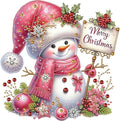 Pink Snowman 5D Special Shape Diamond Art Kits for Beginners, Christmas Winter Theme Diamonds Painting Kits for Adults,DIY Crystal Rhinestones Diamond Paintings for Home Wall Decor 12×12Inch