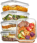 Vtopmart 5 Pack 35+22oz Glass Food Storage Containers with Lids, Airtight Reusable Meal Prep Lunch Container Set, Safe for Oven, Microwave, Freezer, and Dishwasher