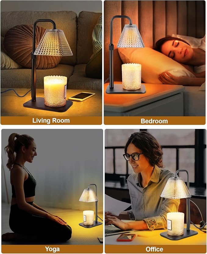 Candle Warmer Lamp with Timer Dimmer - Valentine's Day Birthday Gifts for Women Mom White Elephant Gifts Home Room Decor, Adjustable Height Wax Melt Warmer Lamp for Scented Jar Candles with 2 Bulbs