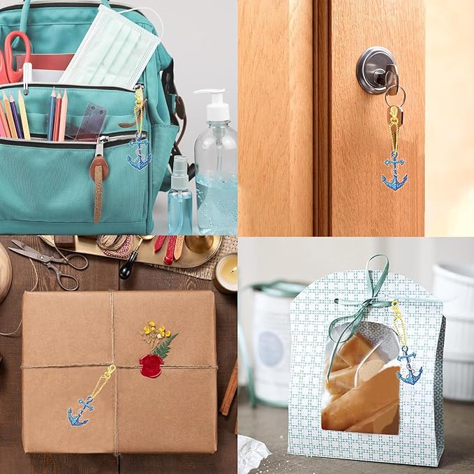 Masendp Hanging Diamond Art Decoration Kit 5D Diamond Painting Kit, DIY Anchor Ocean-Themed Diamond Art Kit Suitable for Beginners and Adults, Home Wall and Garden Decoration