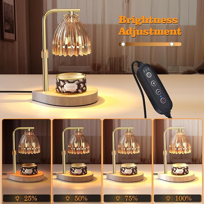 Birthday Gifts for Women Candle Warmer Lamp with Adjustable Height, Timer & Dimmer, Birthday Gifts for Women, Elegant Gift Box & Greeting Card, Candle Lamp with 2 Bulbs for Home Decor/Bedroom/Office