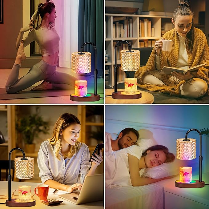 ZENLEA Candle Warmer Lamp with Timer, Dimmer Candle Lamp with RGB Light, Height Adjustable, Ideal Home Decor and Housewarming Gift for Mom, Women