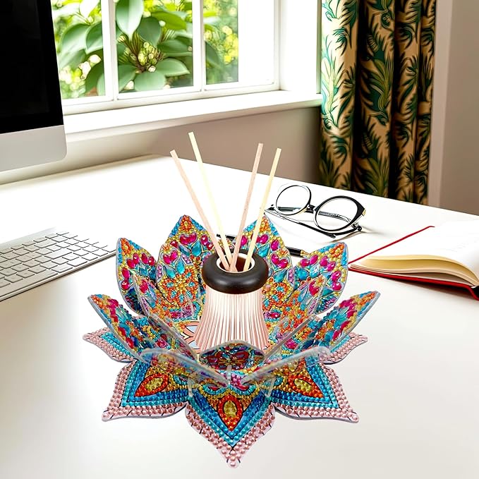5D DIY Diamond Art Painting PVC Flower Candle Holders Tealight/Tea Light/Votive Candle Holder, for Table Centerpiece Home Décor Party Wedding Dinning-Flower02