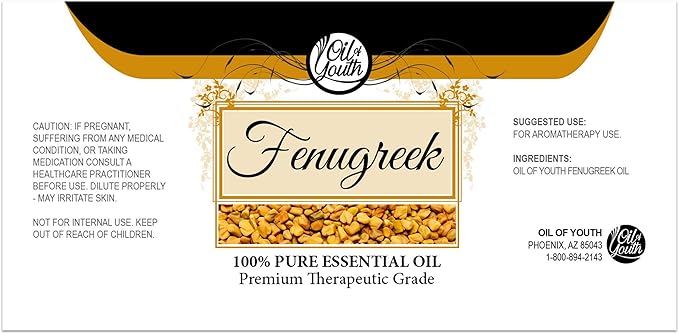 Oil of Youth Fenugreek Essential Oil – Pure Fenugreek Oil – 4 Fluid Ounces