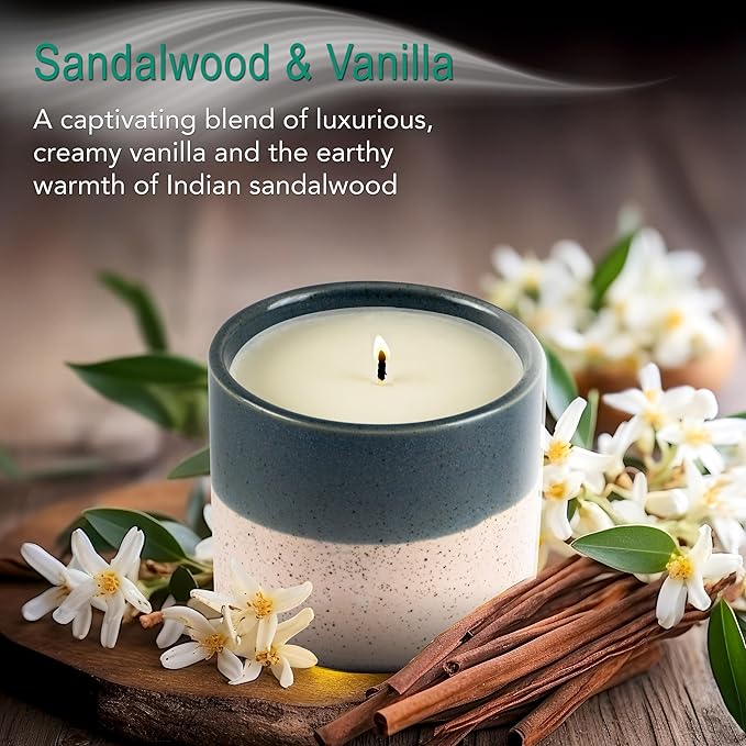 Hyggelight - The Growing Candle, Sandalwood & Vanilla Scented, 8.5oz Ceramic Pot, Aromatherapy Candles for Home, 100% Soy, Willow