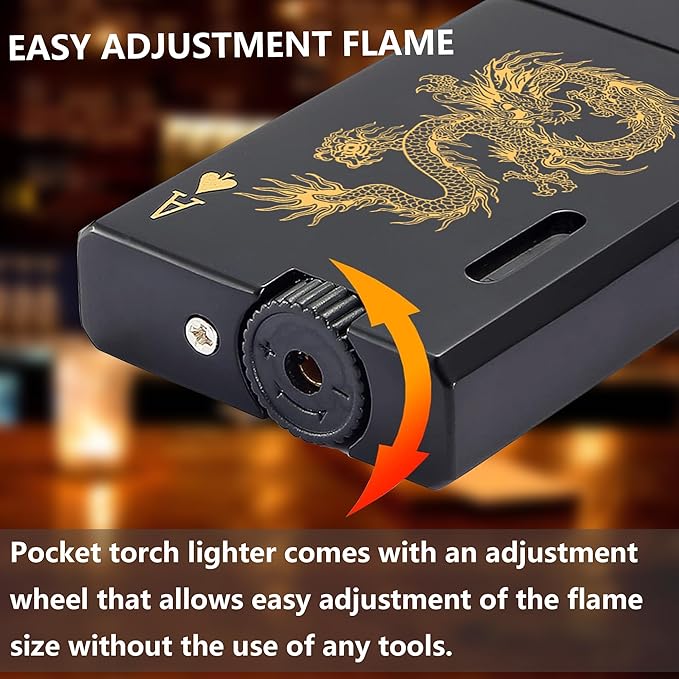 Jet Torch Lighter, Butane Refillable Windproof Gas Cool Lighter, Classic Card MiNi Lighter with Visible Window, Adjustable Torch Lighter, for Outdoor, Indoor, Camping, BBQ, Candle, Birthday, Gift