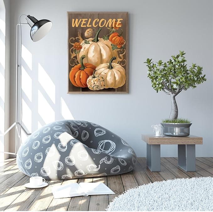 GUAIEUW DIY Diamond Painting Kit - Autumn Pumpkin Diamond Painting, 5D Full Round Diamond Diamond Art Painting for Adults with Accessories, Home Wall Decor Premium Gift 20x24 Inch