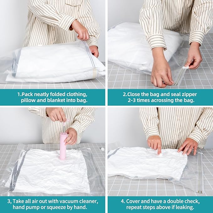 Vacuum Storage Bags for moving, Vacuum Seal Bags for Memory Foam, Latex, Clothing & Bedding, Space Saver Bags for Organization and Storage (Small)