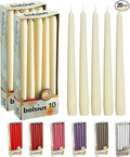 BOLSIUS 20 Count Unscented 10 Inch Ivory Household Taper Candles - 8 Hours Burning Time - Premium European Quality - Smokeless Dripless Taper Candlesticks - Great for Home Décor, Dinners, and Parties
