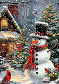 SENQAO Snowman Diamond Art Kits for Adult, Christmas House Diamond Painting Kits for Beginners, DIY Full Drill Winter Holdiay Rhinestone Diamond Dots Gem Painting Art Craft Home Decor 12 x16 Inch