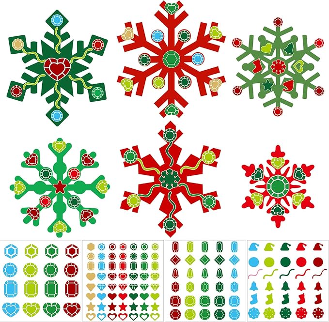 Zonon 24 Pieces Holiday Snowflake Craft Kit Winter DIY Hanging Craft Ornaments Snowflake Kit for Christmas Tree Home Activity Decorations(Red, Green)
