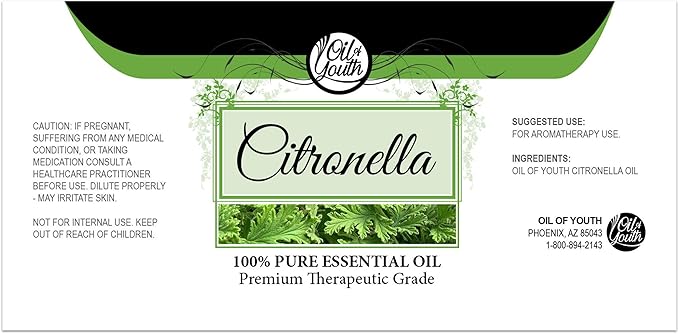 Oil of Youth Citronella Essential Oil (16oz Bulk) - Pure Essential Aromatherapy for Relaxation, Mood, Diffuser, Candles