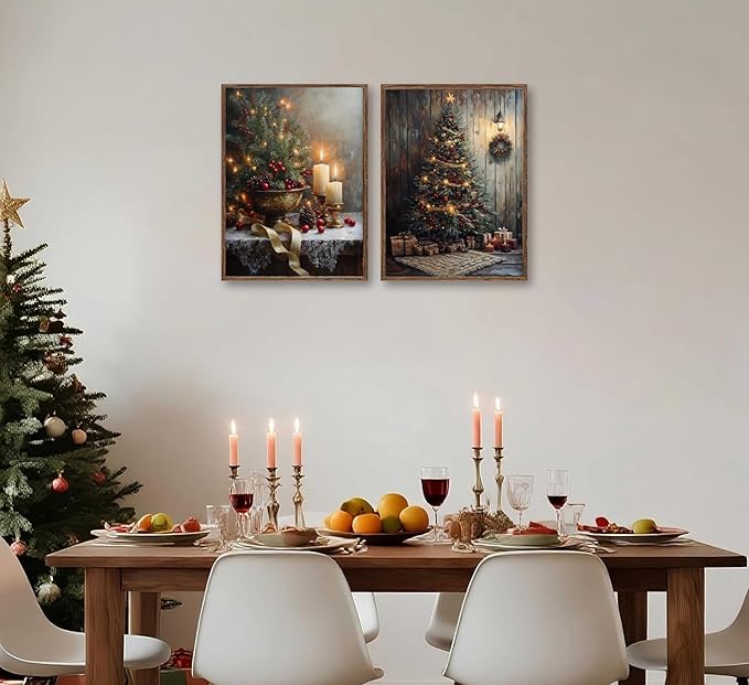 Paint by Number Kit for Adults & Kids, 2 Pack Christmas DIY Painting Kit, 16x20 Inch Canvas Each, with Brushes, Paints & Hanging Kits Unframed