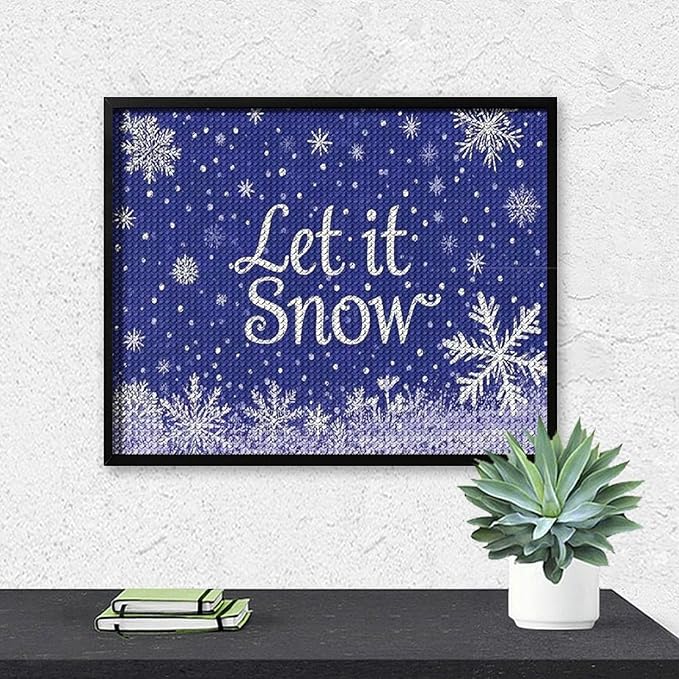 AIVKIEJK Diamond Painting Kits for Adults - Festive Snowflake Christmas Let It Snow Painting DIY 5D Full Drill Diamond Dots Paintings with Diamonds Gem Art and Crafts Home Decor 16"x20"