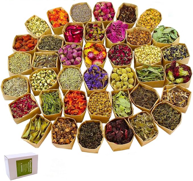 40Bags Natural Dried Flowers, DIY Soap,Bath Bomb,Candle,Aromatherapy Oil,Cake,Resin Jewelry Making,Bath,Nail -Lavender,Don't Forget Me,Rose,Jasmine