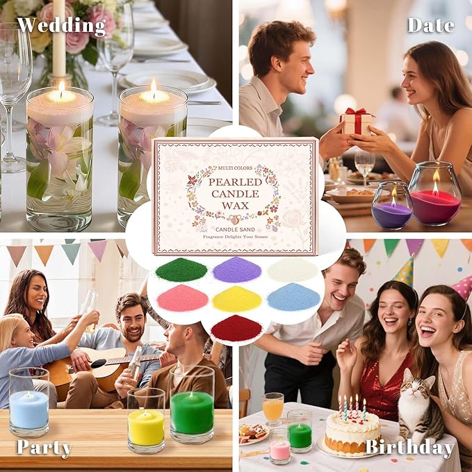 STRN Pearled Candle Sand Wax with 20 Wicks, 7 Scented Candle Beads, Candle Refill Kit, Home Fragrance Decoration for Candle Making DIY, Wedding Party