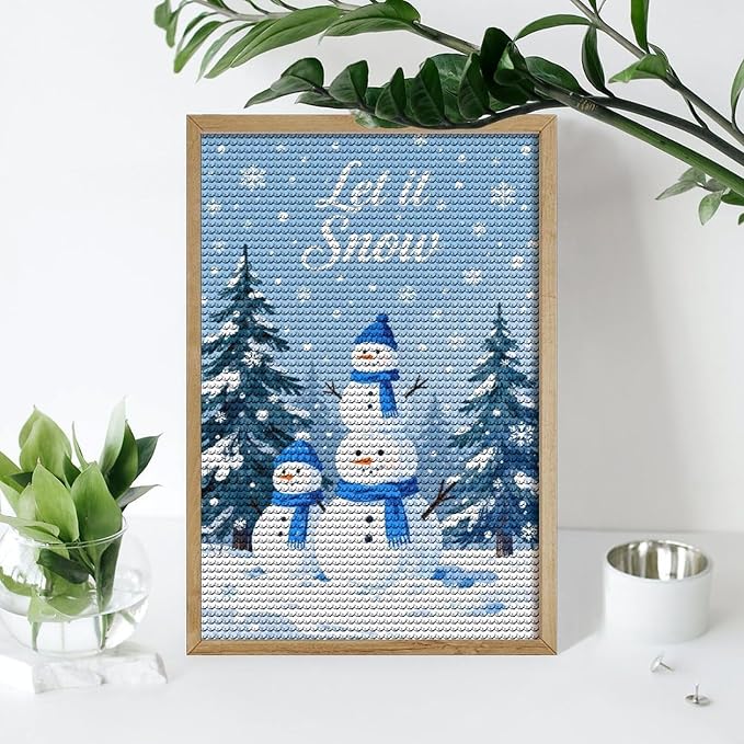 AIVKIEJK Diamond Painting Kits for Adults - Merry Christmas Snowman Winter Painting DIY 5D Full Drill Diamond Dots Paintings with Diamonds Gem Art and Crafts Home Decor 8"x12"
