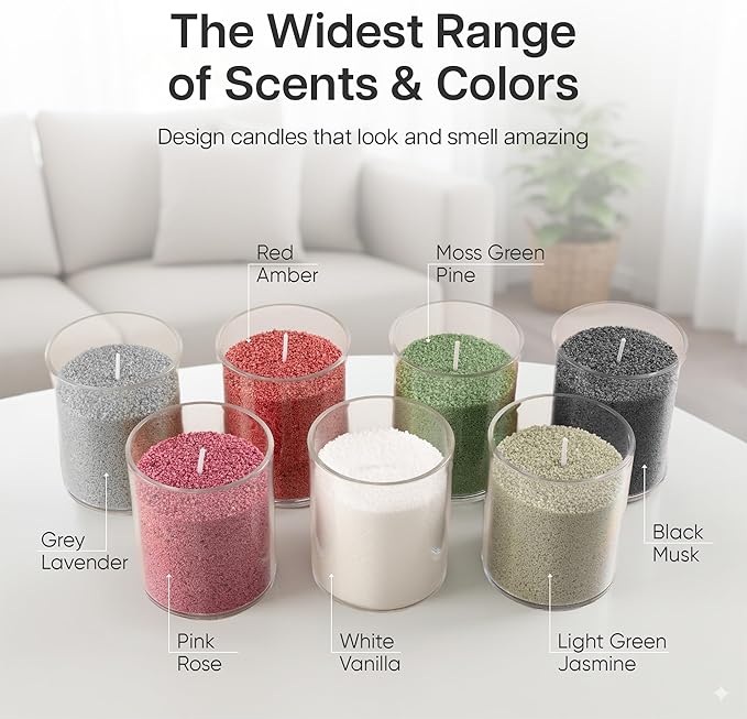 comforder Scented Candle Sand with Wicks, Pearled Candle, Wax Granules, 14oz Sand Wax Granules + 4 Wicks (White, Vanilla)