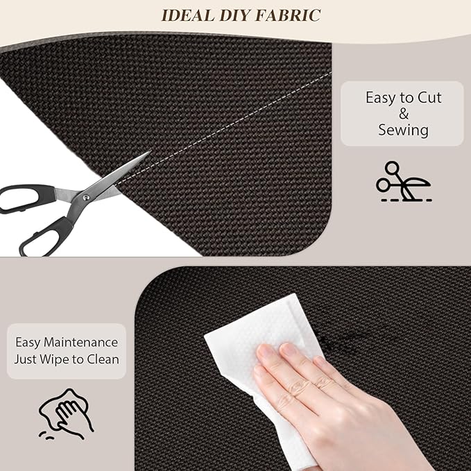 ANMINY 100% Waterproof Outdoor Fabric by The Yard, 58" W 600D Marine Canvas Fabric with PVC Backing, Ripstop Upholstery Material for Furniture Boat Covers Tent Awning, 1 Yard Dark Brown