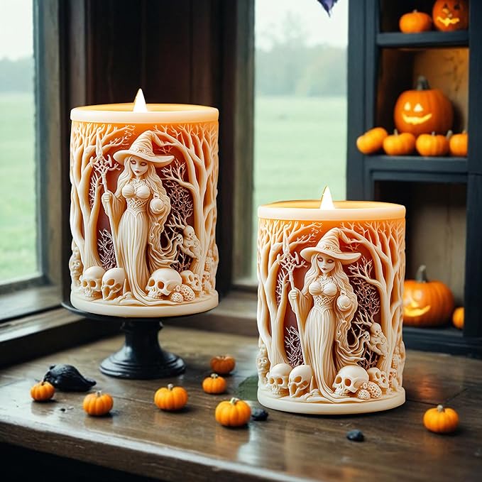 Halloween Candle Mold for Candle Making, 3DSilicone Mold for Resin Casting DIY Plaster Polymer Clay Home Decoration (Witch)