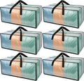 6 Pack Heavy Duty CLear Moving Bags, Large CLear Storage Bags for College Dorm Room Essentials, Alternative to Moving Boxes, Compatible with IKEA Frakta Cart