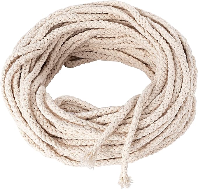 32.75 Ft Cotton Wicks for Oil Lamps, 1/8 Inch Braided Round Candle Wicks Replacements, Candlemaking Supplies (10 m)